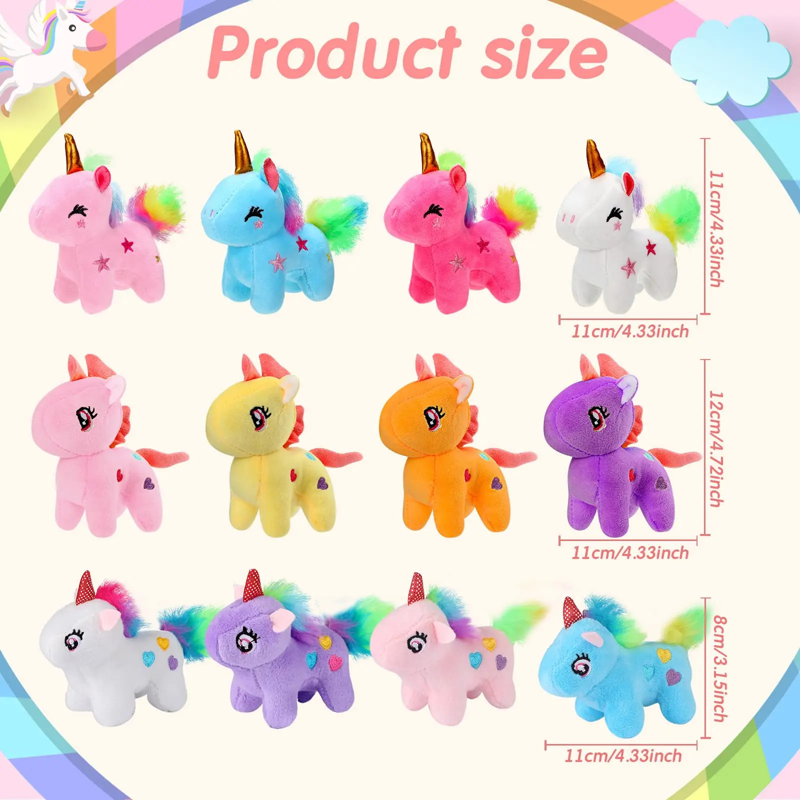 4-24pcs Mini Plush Unicorn Stuffed Animals Unicorn Party Favors Bulk Toys DIY Plush Keychain Stuffed Animal for Kids Party Favor 251216