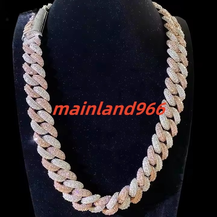 High Quality 18K Rose Gold Solid Diamond Chain VVS Moissanite Cuban Chain for Men Fine Jewelry Gift for Men