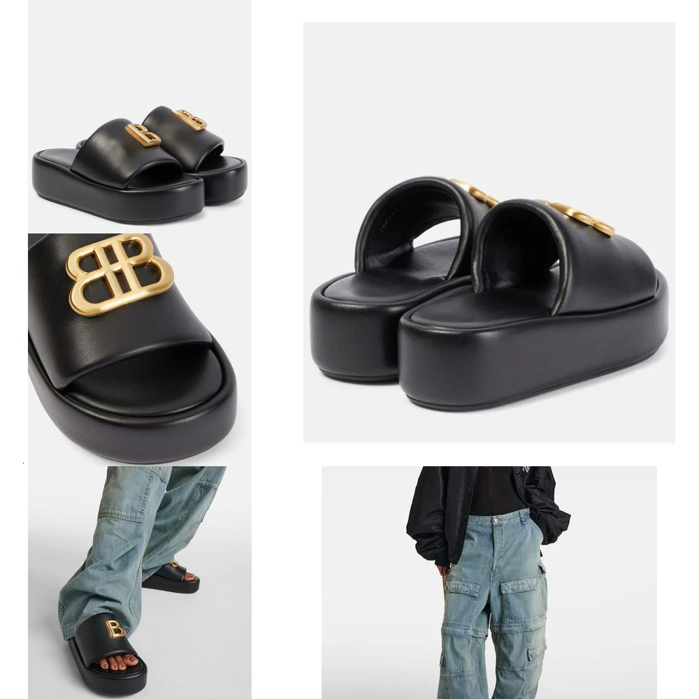 Sandals Women Platform Slides Designer Sandals Men Letters Slipper Lamb Leather Insole Rubber Sole Round Open Toe Womens Fashion Sandals High quality #B#