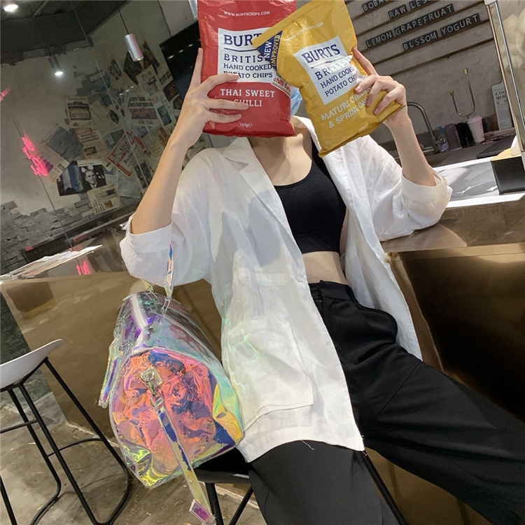 designer bag Colorful Casual Travel Bag Trendy Cool Handheld Laser Dry Wet Separation Transparent Backpack