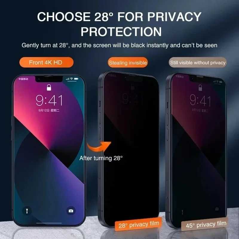 1-3Pcs Anti-spy Tempered Glass For IPhone 15 14 13 12 11 Pro Max Full Cover Privacy Screen Protector For iPhone X XS XR 7 8 Plus G251218