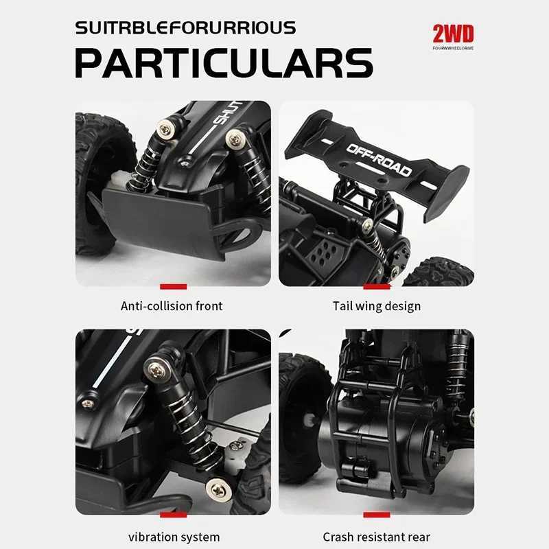 RC Car 24Gh Model With LED Lights 2WD High Speed Off-road Remote Control Climbing Vehicle Outdoor Drift Kid Toys Boys Gift G251218