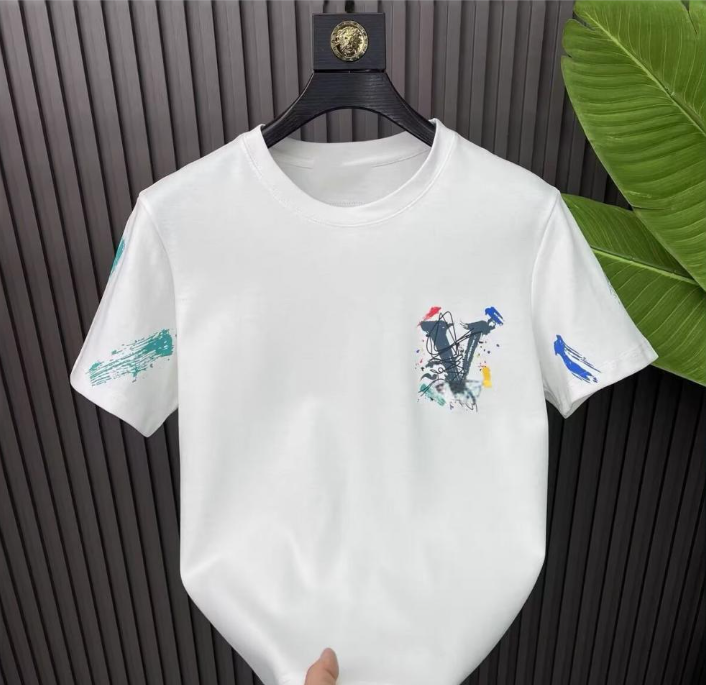 Free Shipping 2026 Summer Lightweight Luxury New Design Graffiti Print Men's Fashion Round Neck T-Shirt Versatile Trendy Super Stylish Short Slee