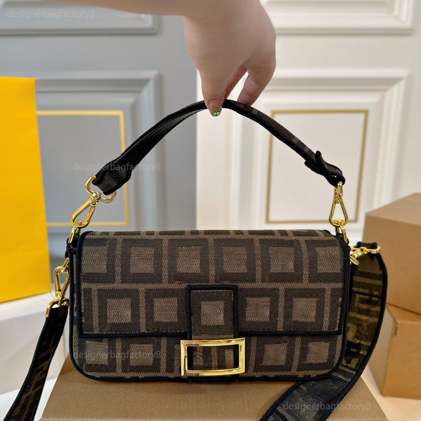 Designer bag Baguette bag Shoulder Bag High quality Women Letter Handbag Crossbody Luxury Vintage Canvas Messenger Bag Underarm half moon Purse Wallet Brown Bags