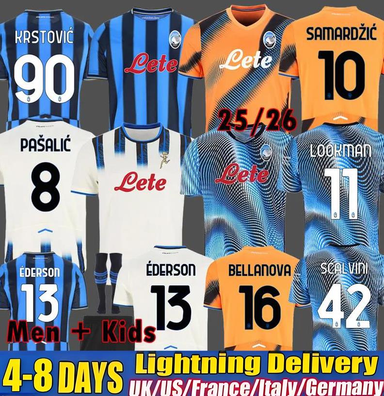 25 26 Atalanta FC Soccer Jerseys LOOKMAN MURIEL ILICIC DE ROON DUVAN ATA BC maglia da calcio 2025 2026 men Fans LOOKMAN 2025 KIDS football