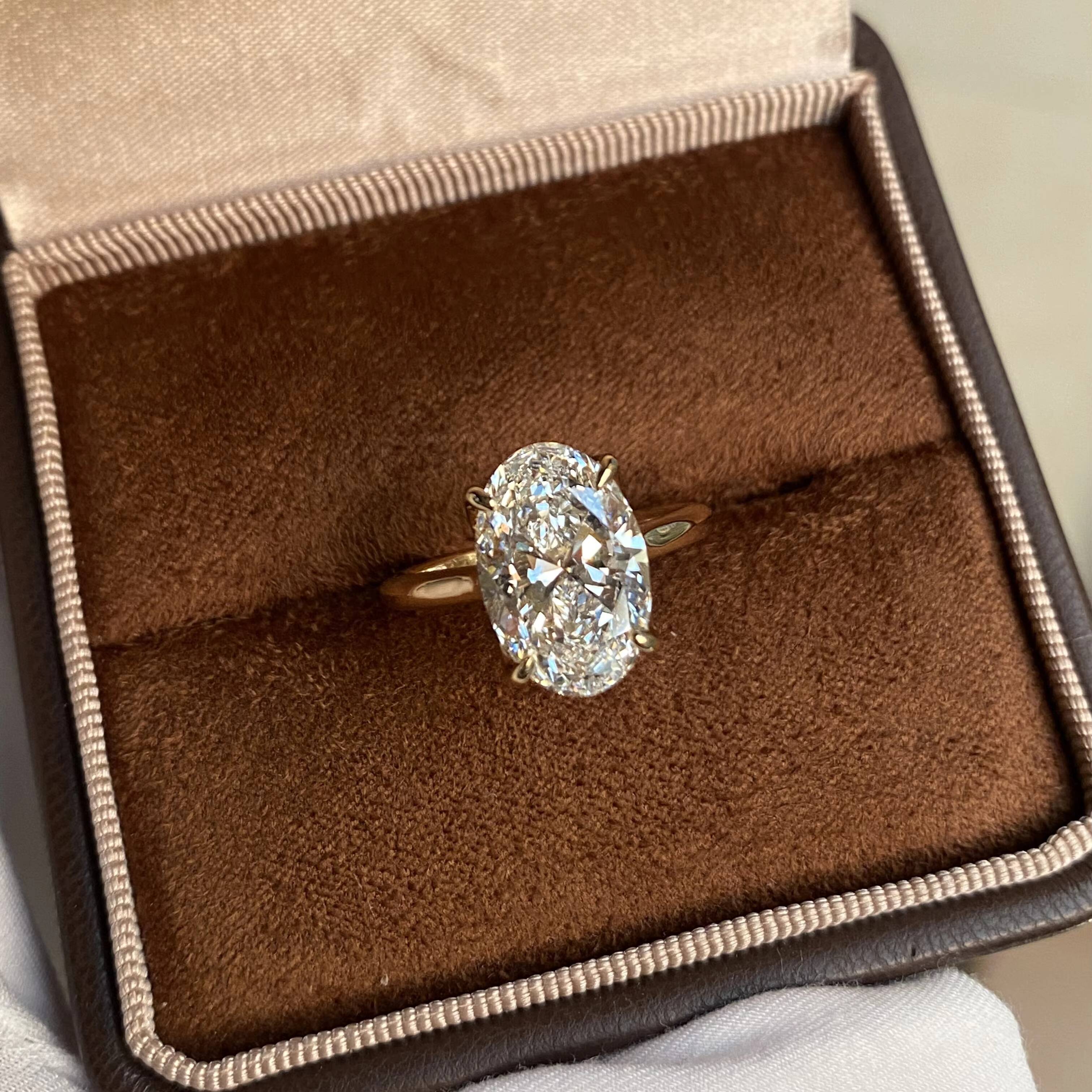 Valentines Day Pigeon Egg Solitaire Ring Oval Cut 2CT 3-5CT 18K IGI Certified CVD Lab Grown Diamond Ring for Engagement Wedding