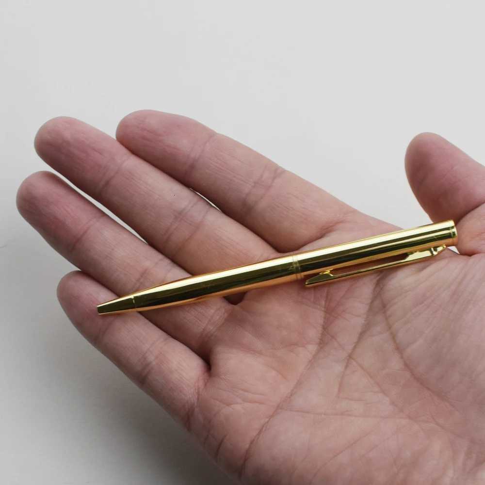 Golden Metal Ballpoint Pen 07mm Black Ink Refill Rotating Style Signature Ballpen Off Stationery School Supplies Y251218