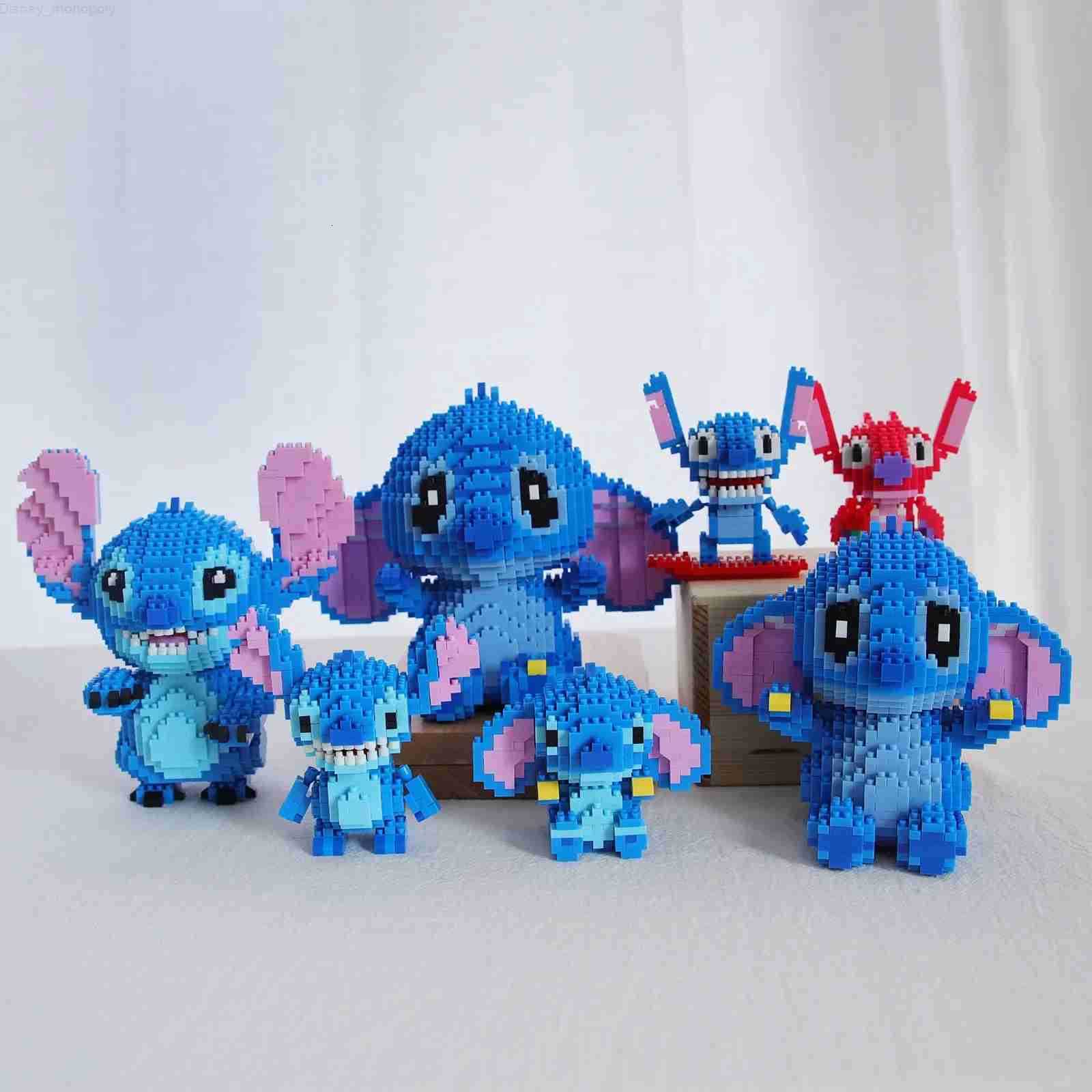 Disney Kawaii Angry Stitch Micro Building Blocks DIY Vacation Reading Stitch Model Mini Diamond Brick Figures Toy For Kids Gift H251218
