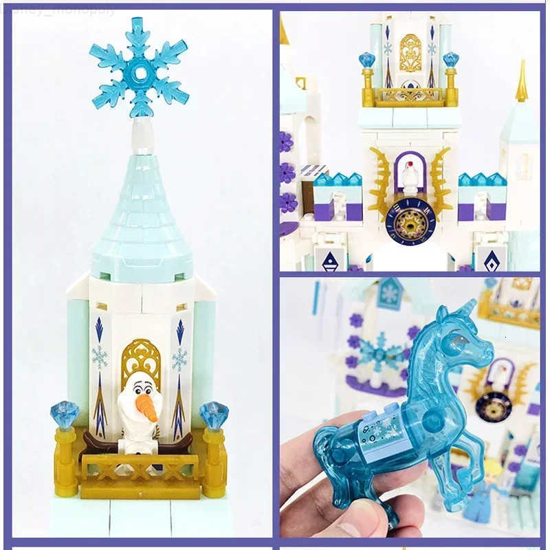 Disney New Princess Elsa Ice Castle Princess Anna Set Building Model Blocks Gifts Toy H251218
