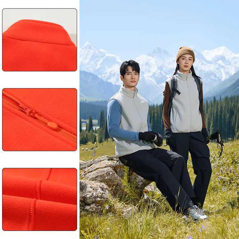 Unisex Hiking Winter Vest Male Outdoor Fleece Windproof Fishing Sleeveless Coats Women Warm Stand Up Collar Camping Casual VestG251218