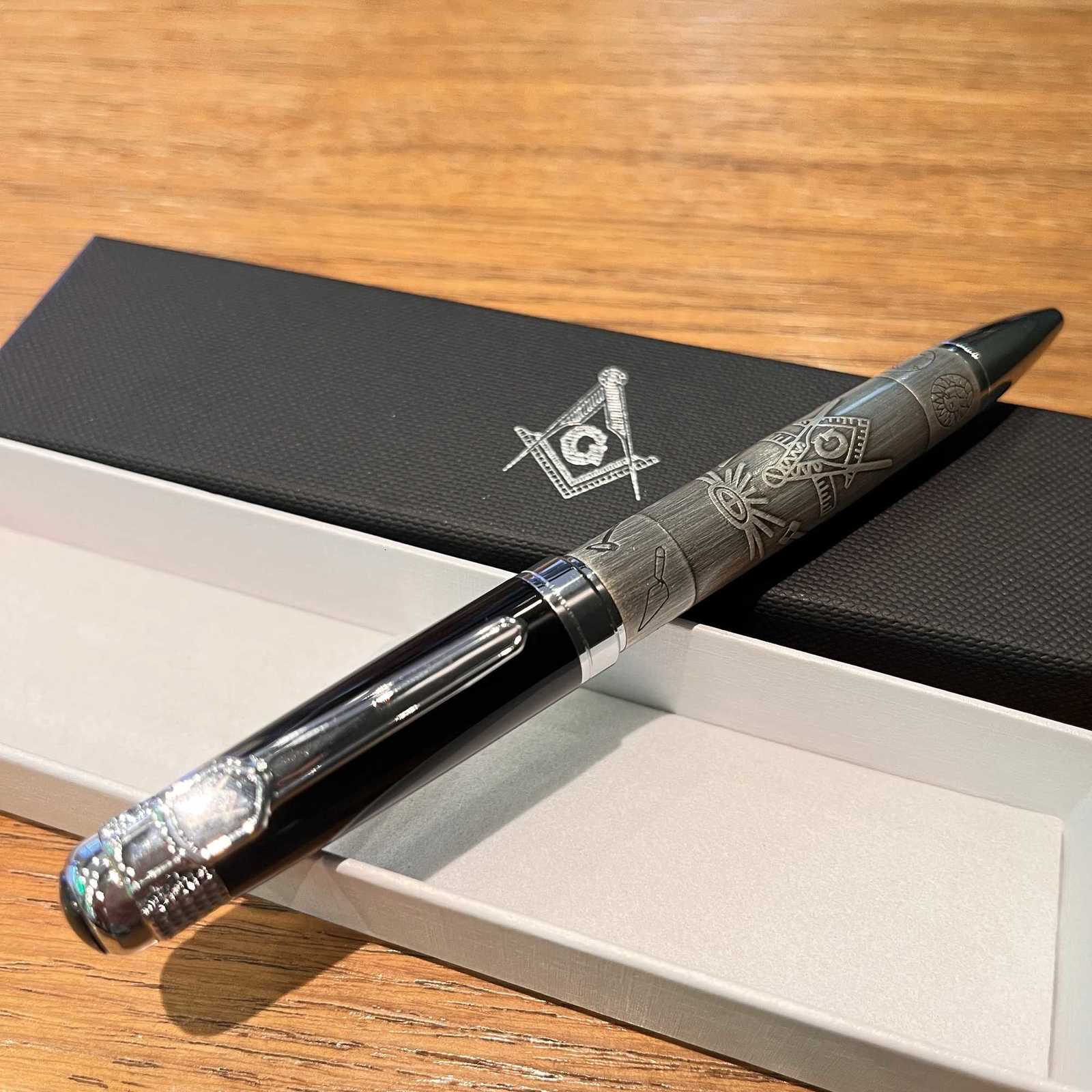 Masonic Symbols Noblest Ancient Silver Heavy Weight Silvery Clip Writing Ballpoint Pen/ wallet With Gift Box Black/red/green Y251218