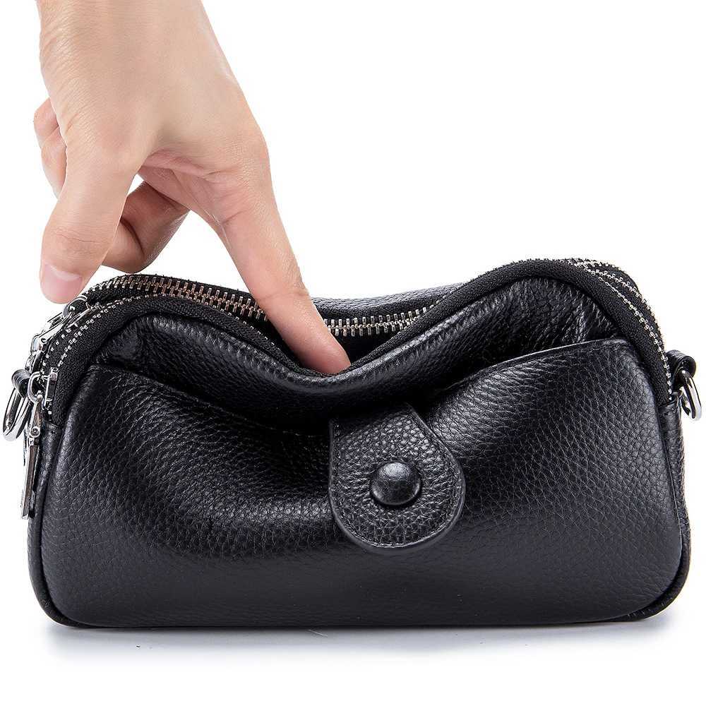 Real Leather Women Fashion Shoulder Bag Mini Cross Messenger Bags Female Small Purse Three Zipper Pockets Design Luxury HandbagT251218