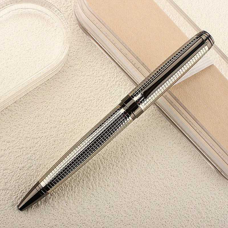 Metal Pen Stainless Steel Material Rotate Gel Pens Ink Blue Writing Ballpoint Pen Point 07mm for School Off Stationery Y251218