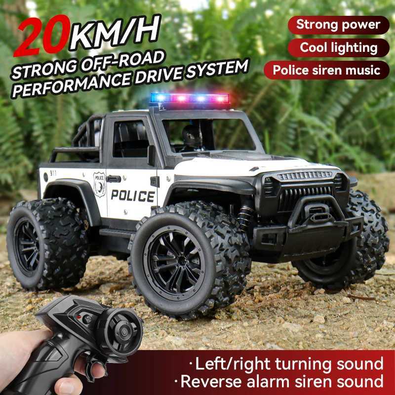 ZWN 116 Alloy High Speed Off-Road Police Truck RC Car with Music Sound and LED Lights Outdoor Toy 24G Remote Control G251218