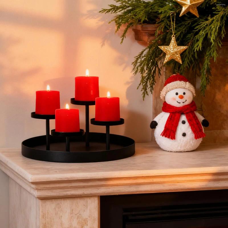 Candle Holders Christmas Holder Round Tray Metal Centerpieces For Tables Holiday Party Decorations Wedding H260310