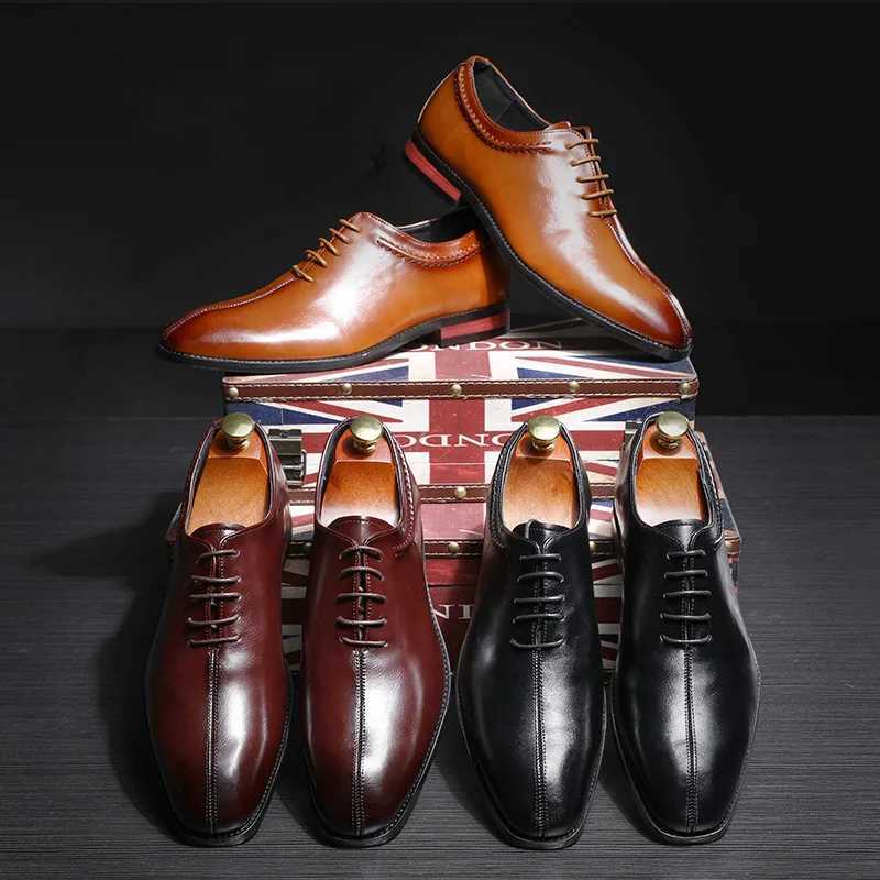 Stylish Man Oxford Shoes Leather Lace Up Mens Business Dress Office Shoe Fashion Wedding Party Suit British Style Comfortable Z251218