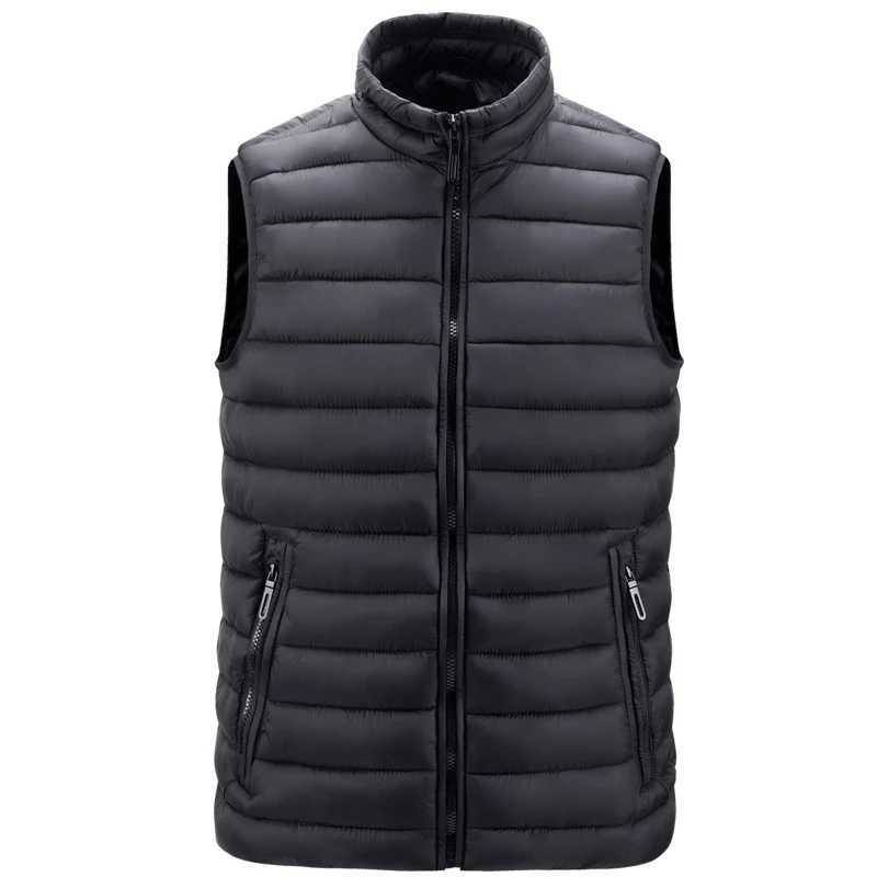 Mens Vest Jacket Warm Sleeveless Jackets Winter Waterproof Zipper Coat Autumn Stand-up Collar Casual Waistcoat Brand ClothingG251218