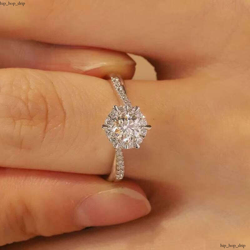 Luxury VVS1 0.5 1 2 3 10Ct CT 5 6.5 10mm Colorful Round VVS Moissanite Carbon Silicon Stone S925 Sterling Silver Women's Engagement Ring