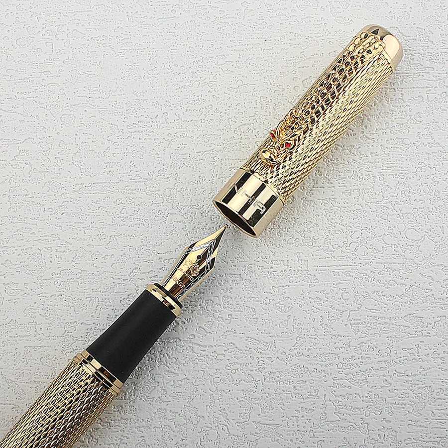 Jinhao 1200 Dragon Gold Clip Fountain Pen EF/ F Nib Off Business Creative Gift Pen Stationery Y251218