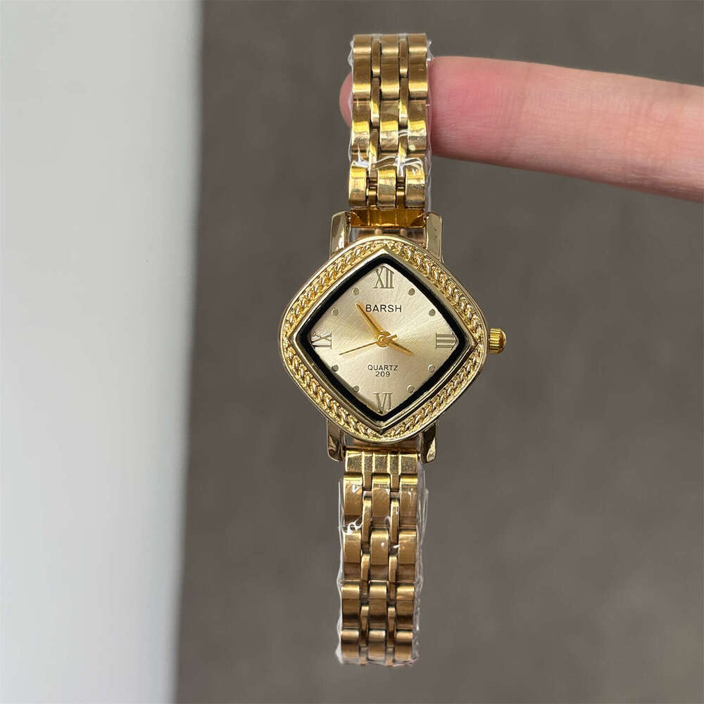 Hot selling Diamond shaped Vintage Small Dial Light Luxury Whitening gold Square High-end Exquisite New Retro Women's Watch