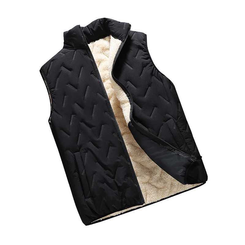 Mens Vest Warm and Fashionable Fashion Trend Lamb Fleece Autumn and Winter New Item Stand Up Collar with Thick Fleece JacketG251218