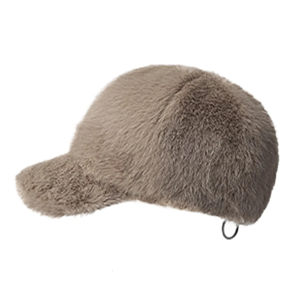 FS Brown Warm Winter Baseball Cap For Men Plus Plush Outdoor Windproof Women Hat Faux Fur Thick Trucker Hat Casquette Homme 251218