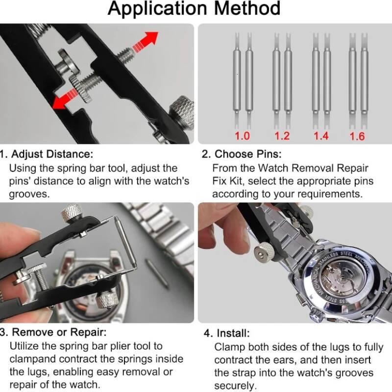 Bar Set Watchband Pliers With 10 Pins Watch Wrist Ban Repair Remove Tool Spring Plier Tweezer