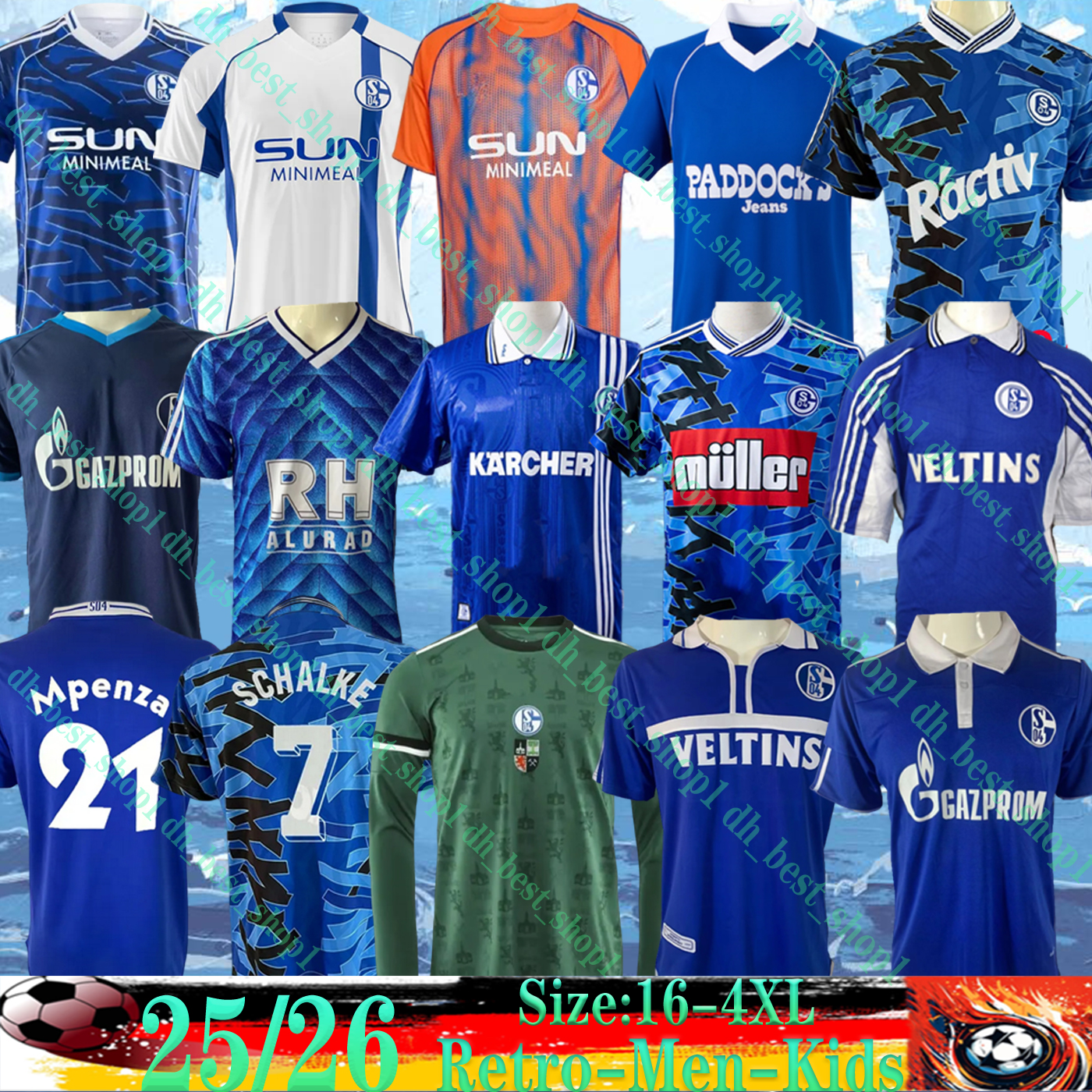 25 26 FC Schalke 04 150 anniversary Soccer Jerseys KARAMAN Retro 1988 89 92 93 94 96 97 98 00 02 10 11 YOUNES SCHALLENBERG TEMPELMANN SYLLA Schalke men kids Football Shirt