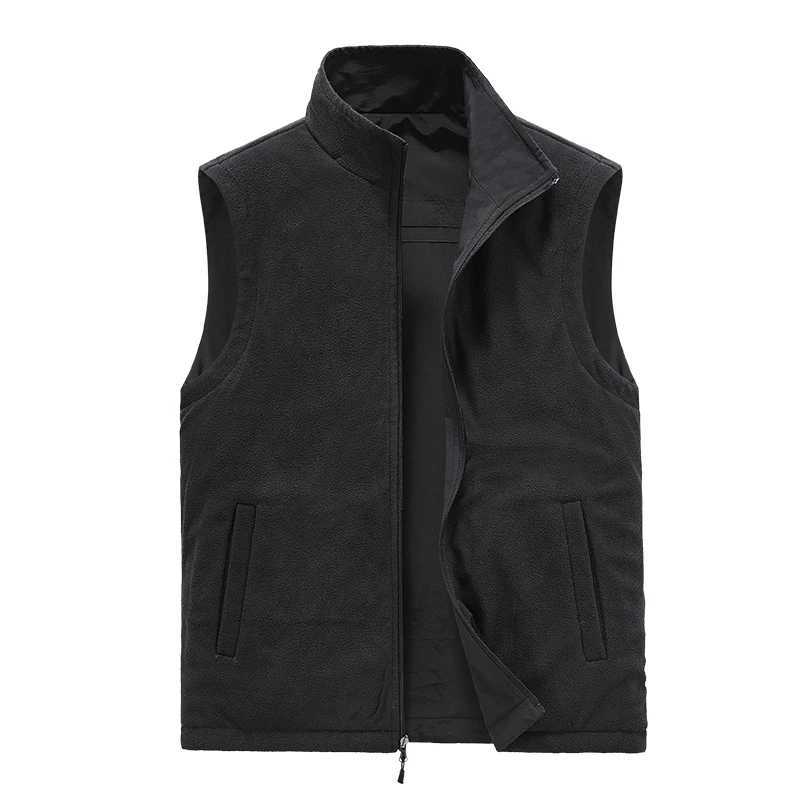 Double-sided VEST Mens Autumn Winter Stand Collar WiTH Velvet Casual Sleeveless JaCKet Outdoor Sports CamisoleG251218