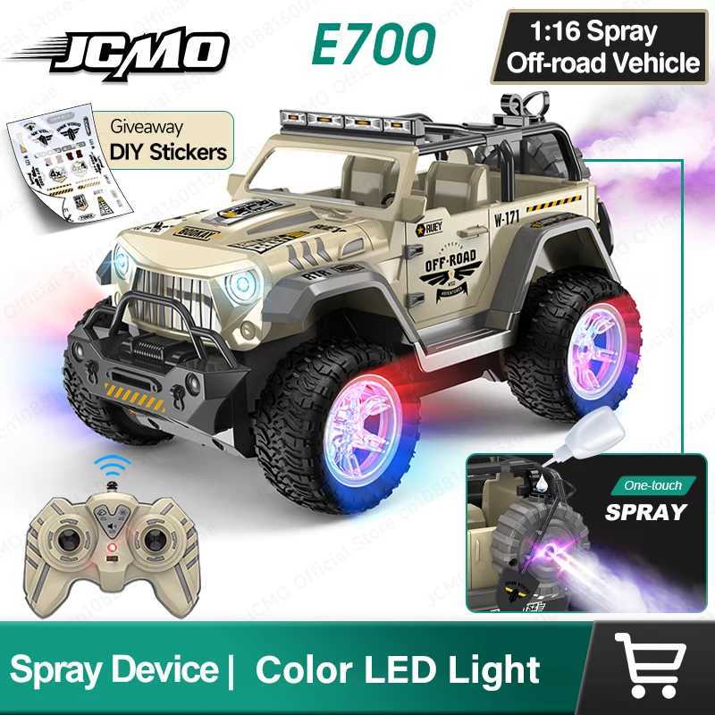 JCMO 116 RC Car Water Spray Off-Road Vehicle Colorful LED Light Car Sounds Effects 24Ghz Remote Toy Climbing Car For Children G251218