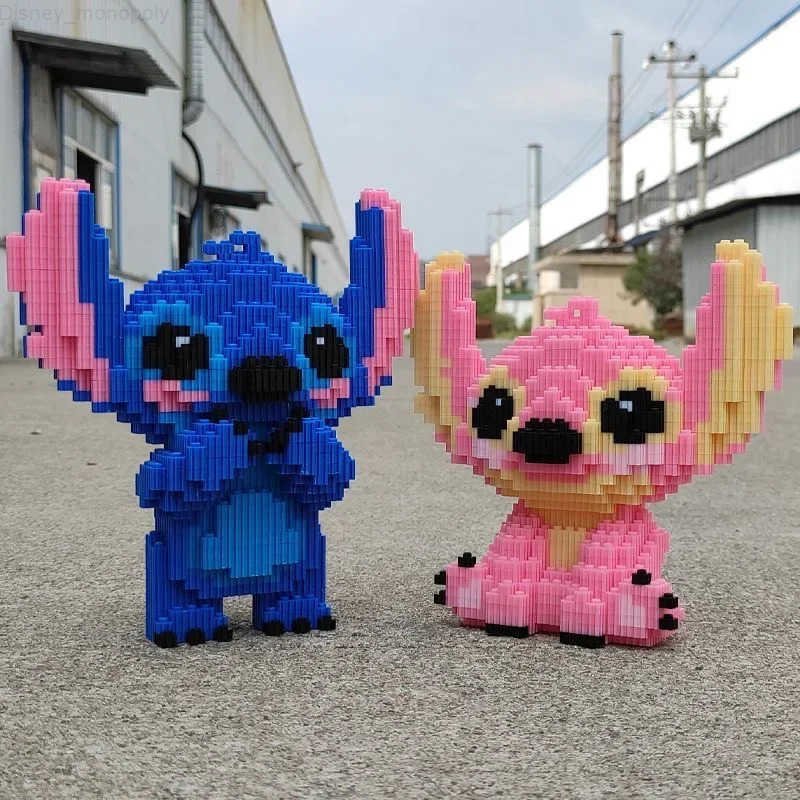 Disney 21CM Cute Stitch Building Block Toys Small Particle Bricks DIY 3D Model Assembly Childrens Building Block Toys Birthday Gift H2512181