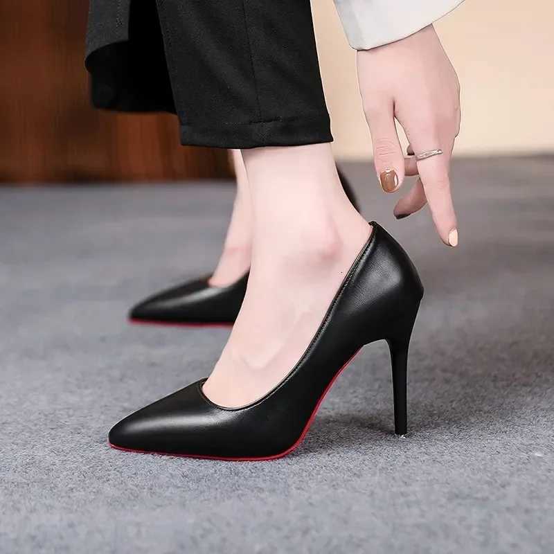 Sexy Fashion Womens Soft Leather Pumps Spring New Thin High Heels 2024 New Dress Shoes Ladies Stiletto Black Big Size Z251218