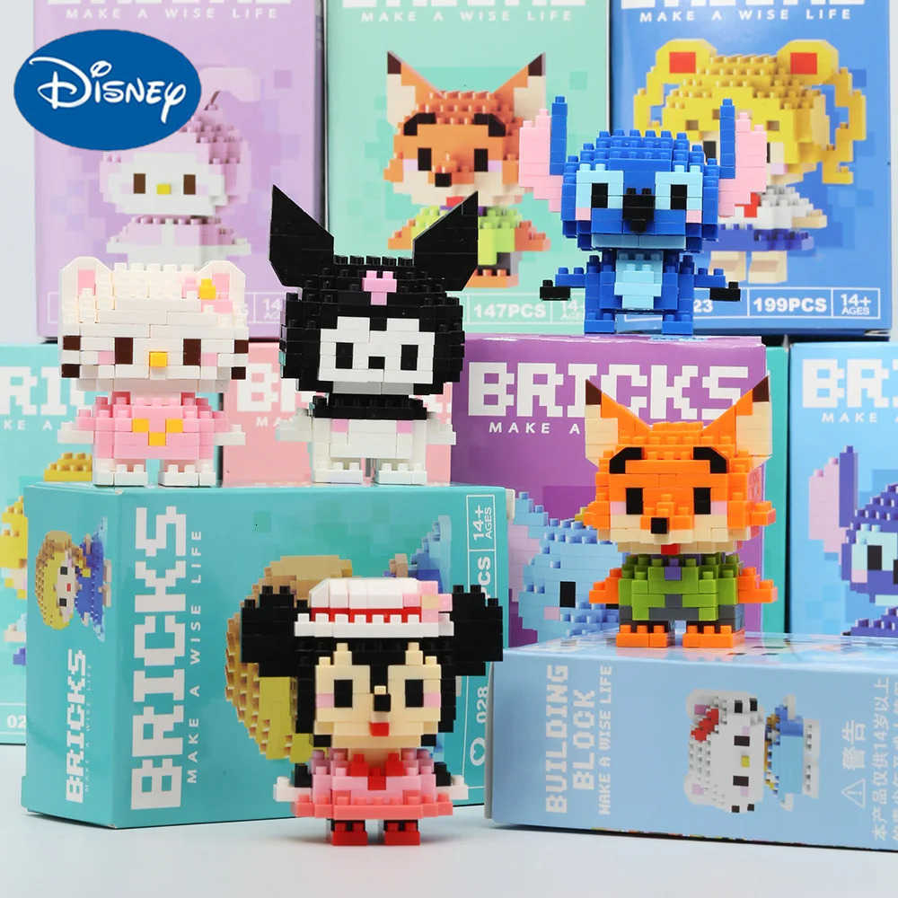 2Disney Anime Princess Building Blocks Stitch Mickey Mouse mini Action toy Figures Blocks Toys Bricks Assemble Toys Kids Gifts H251218111