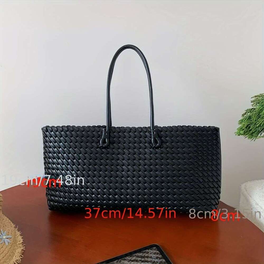 Women S Large Tote Bag Double Sided Wicker Like Handbag With Woven Front Layer Like Texture Drawstring Closure Wrist Strap Multi Color Turquoise Mint
