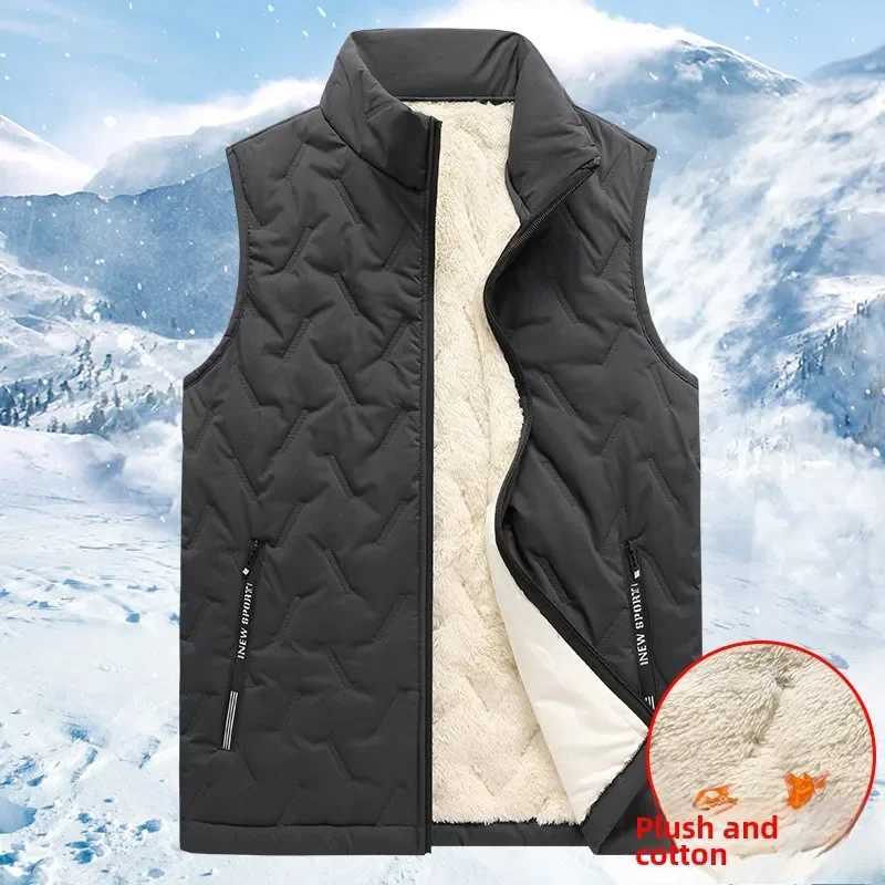Autumn and winter fashion mens cotton vest jacket casual multifunctional plus size warm standing collar sleeveless mens topG251218