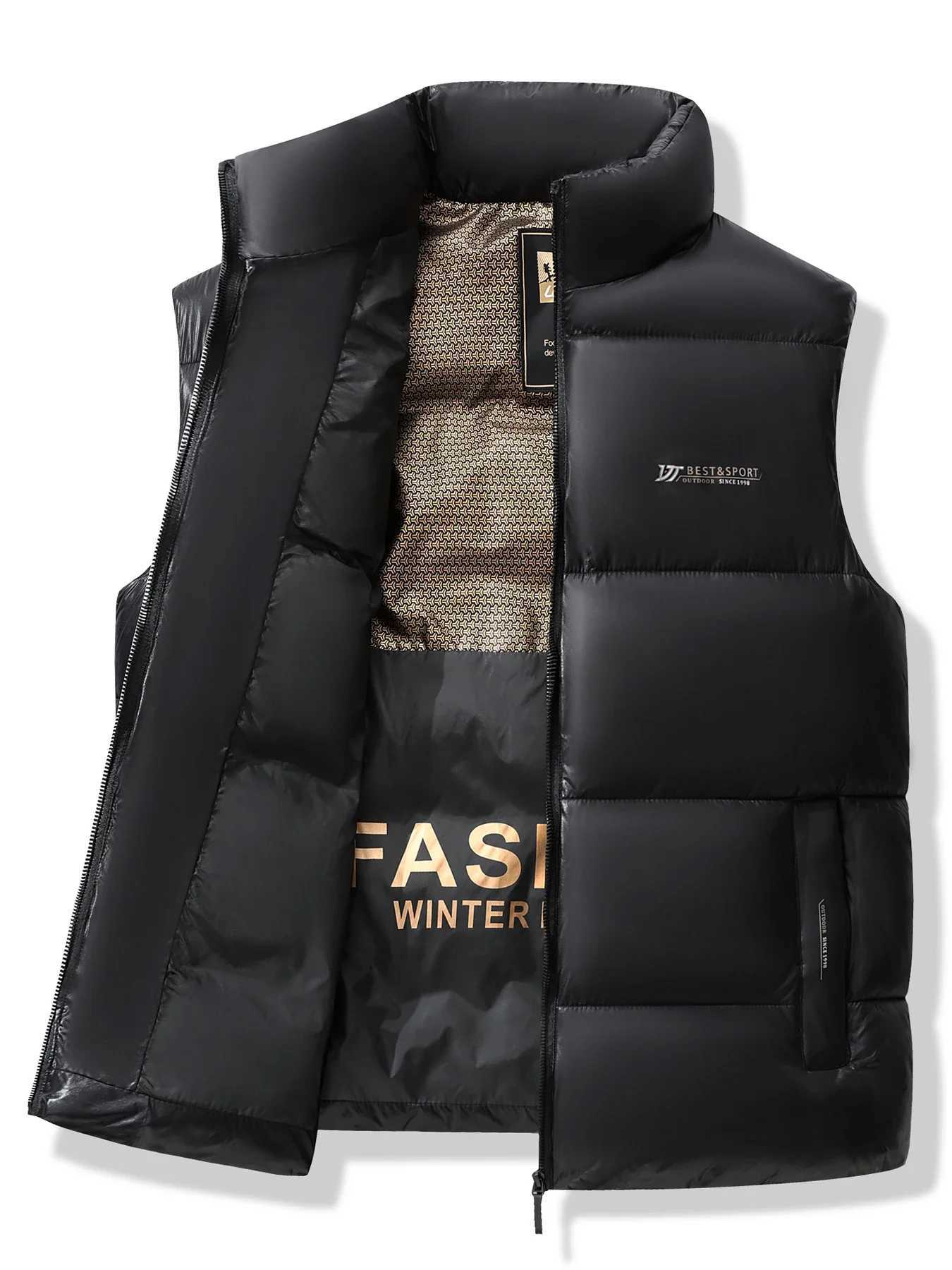 2025 New Mens Cotton Parkas Vest Winter Warm Thicken Sleeveless Padded Jacket Vest Casual Sports Waistcoat Men Outdoor ClothingG251218