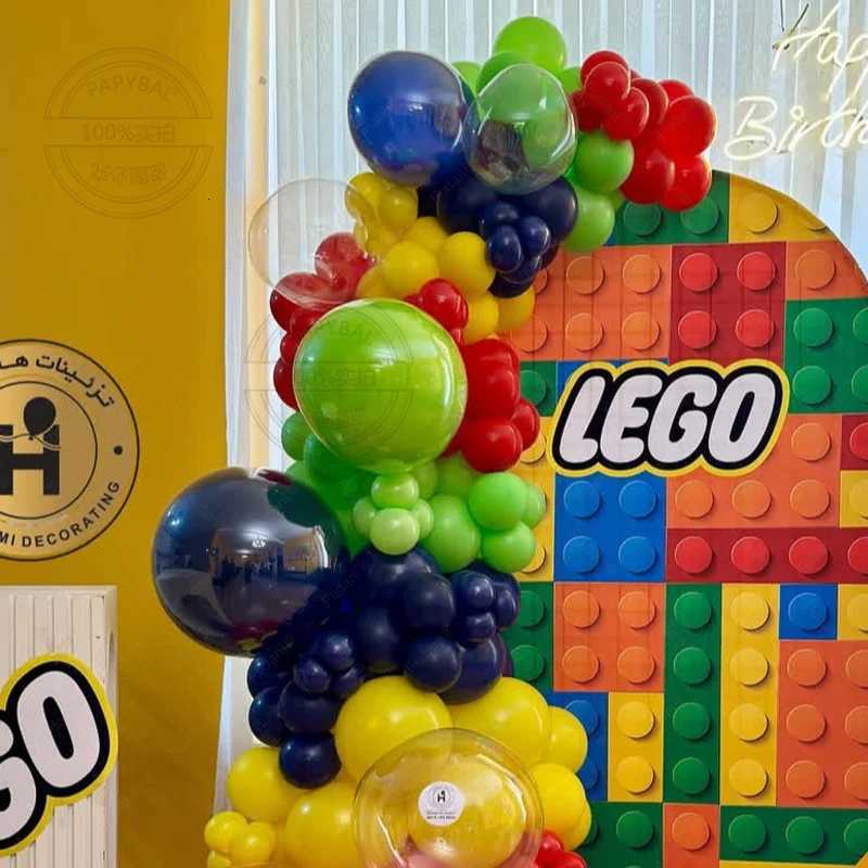 131pcs Rainbow Lego Theme Balloon Set Suitable for Birthday Outdoor Park Picnic Anniversary Celebration Graduation Summer Party X251218