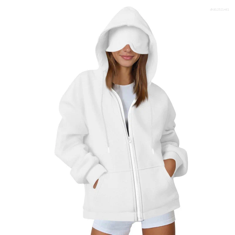Women's Hoodies Hooded Coat With Eye Mask Loose Casual Sportswear Autumn Fashion Sweatshirt Cardigan Zipper Jacket Streetwear