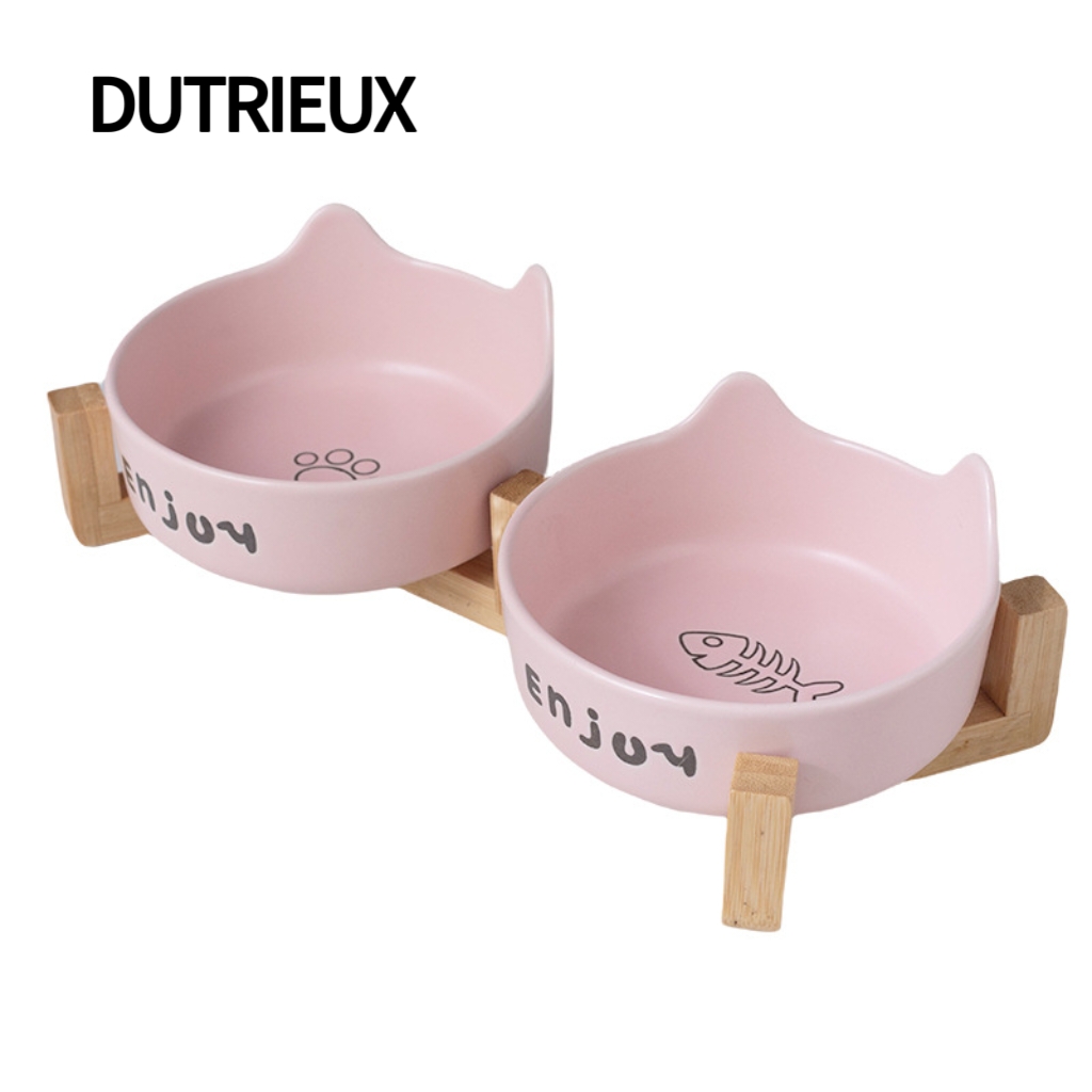 H1901 Tall ceramic cat and dog bowl, neck-protecting slow feeder with anti-choking design, spill-resistant pet bowl (suitable for cross-border e-comme
