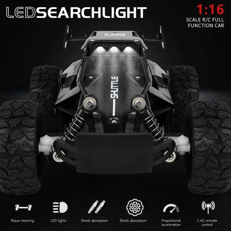 RC Car 24Gh Model With LED Lights 2WD High Speed Off-road Remote Control Climbing Vehicle Outdoor Drift Kid Toys Boys Gift G251218