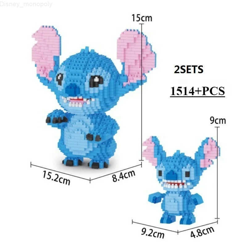 Disney Mini Blocks Cartoon Auction Figure Donkey Juguete Micro Blocks Building Toy Stitch Educational Toys Anime Children Gift New YEAR H251218