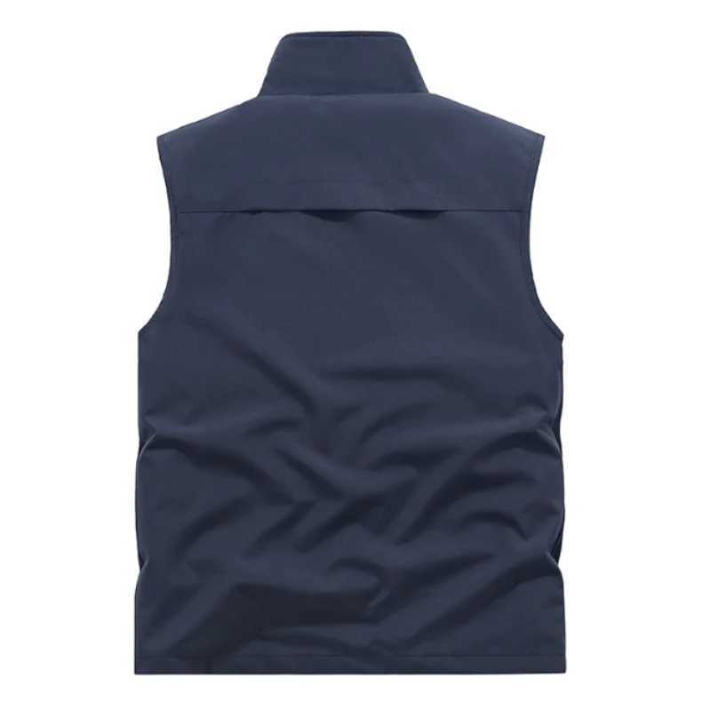 Mens Spring and Autumn THin solid color stand-up collar vEST outdoor workwear jaCKet Mens breaTHable autumn topG251218