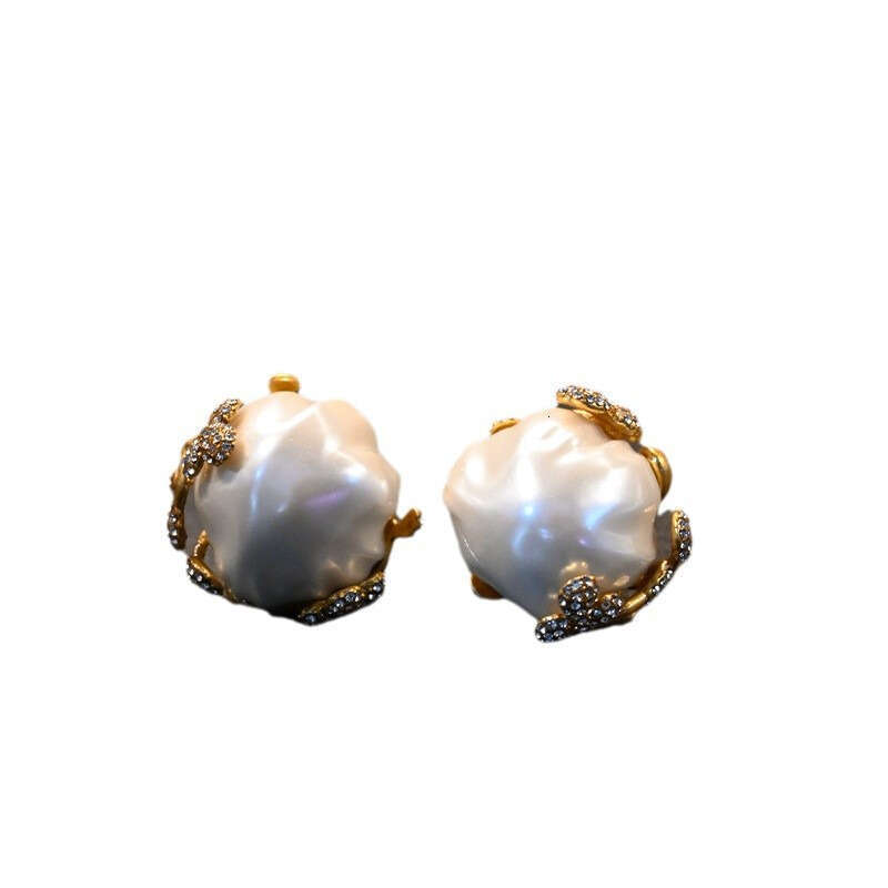 2026 Vintage Baroque Pearl Bud Earrings Ring Set: 18K Gold-Plated Brass + Crystal, High-Quality Budget-Friendly Daily Wear & Ideal Valentine's Gi
