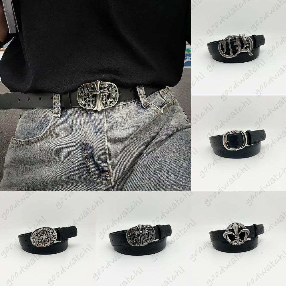 Belts Chrome Belts Men And Women Designer Belts Genuine Leather Belts Luxury Cross Rivet Letter Belts Fashion Classic Vintage Metal Skull 7Df