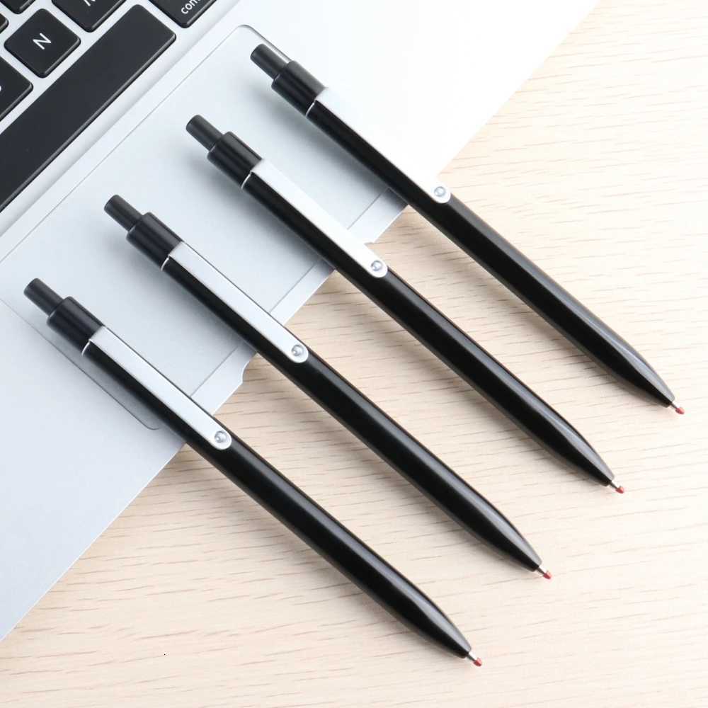 Stainless Steel Metal Retractable Gel Pens 05mm Fine Point Black ink Ballpoint Signature Pen with Replaceable Blue Refills Y251218