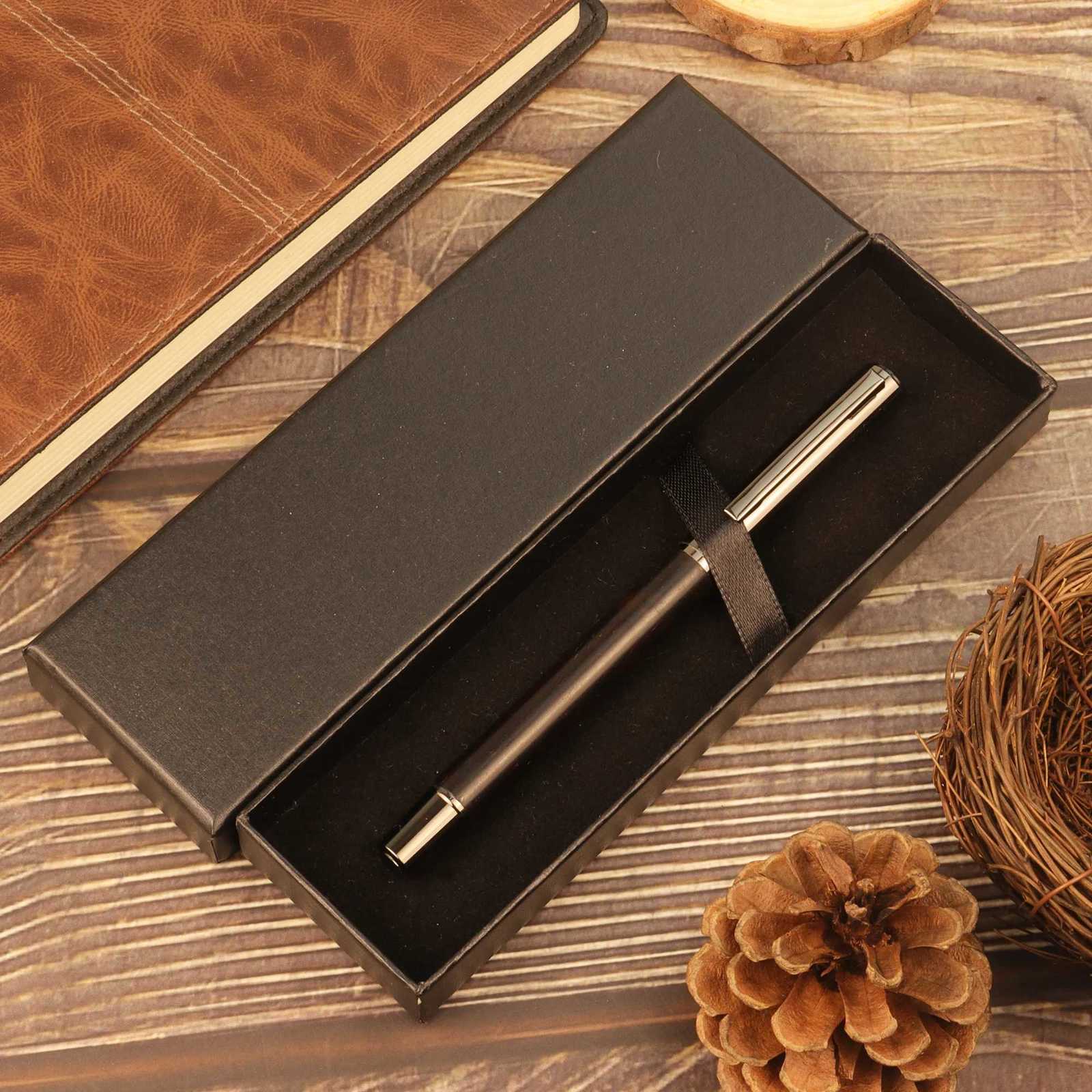 1/2 PCs with Box - Brown/Ebony Wood grain Pen - Excellent texture and cfortable grip - Ideal for School Personal Gifts Y251218