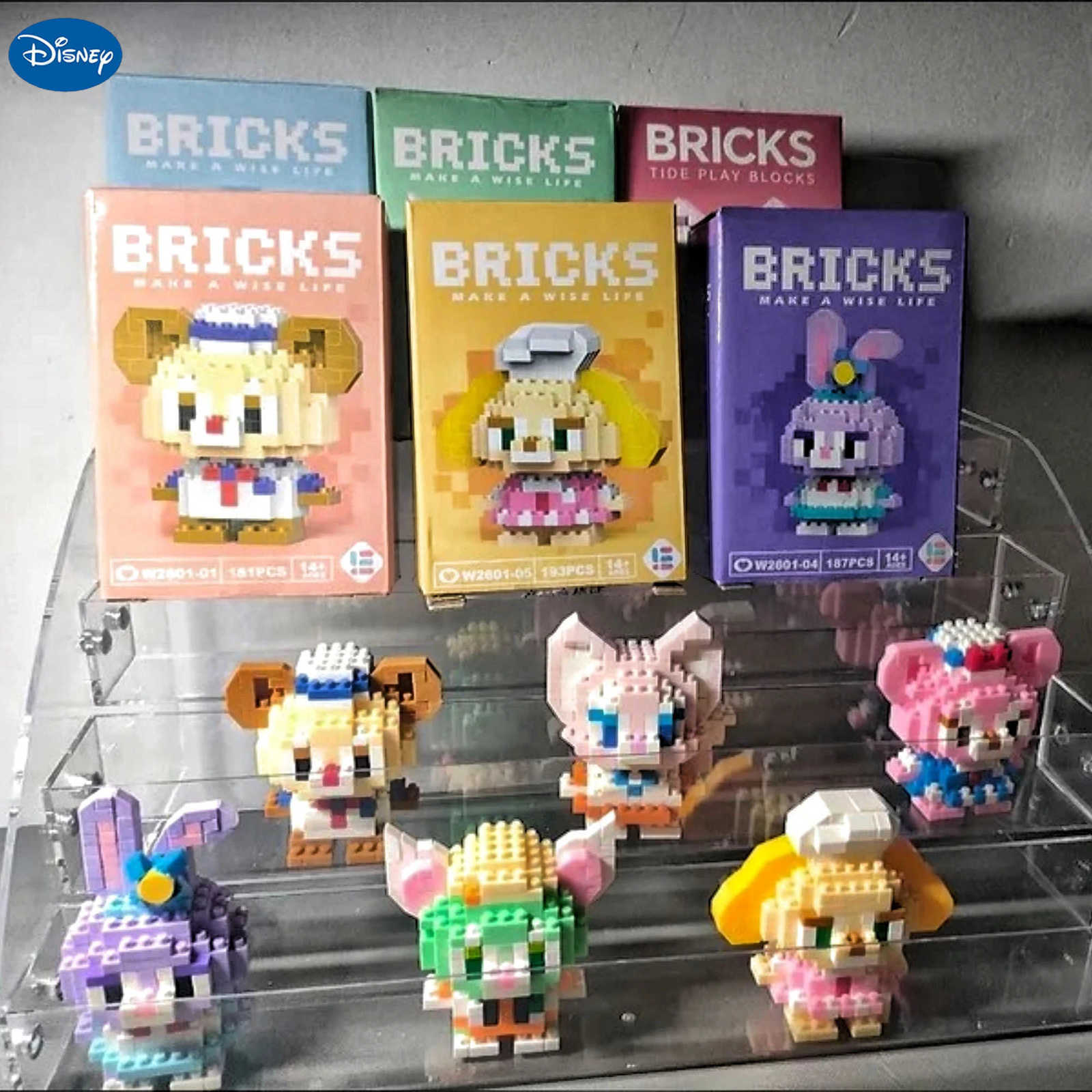 Disney Anime Cartoon Building Blocks Stitch Mickey Mouse mini Action toy Figures Blocks Toys Bricks Assemble Toys Kids Gifts H251218