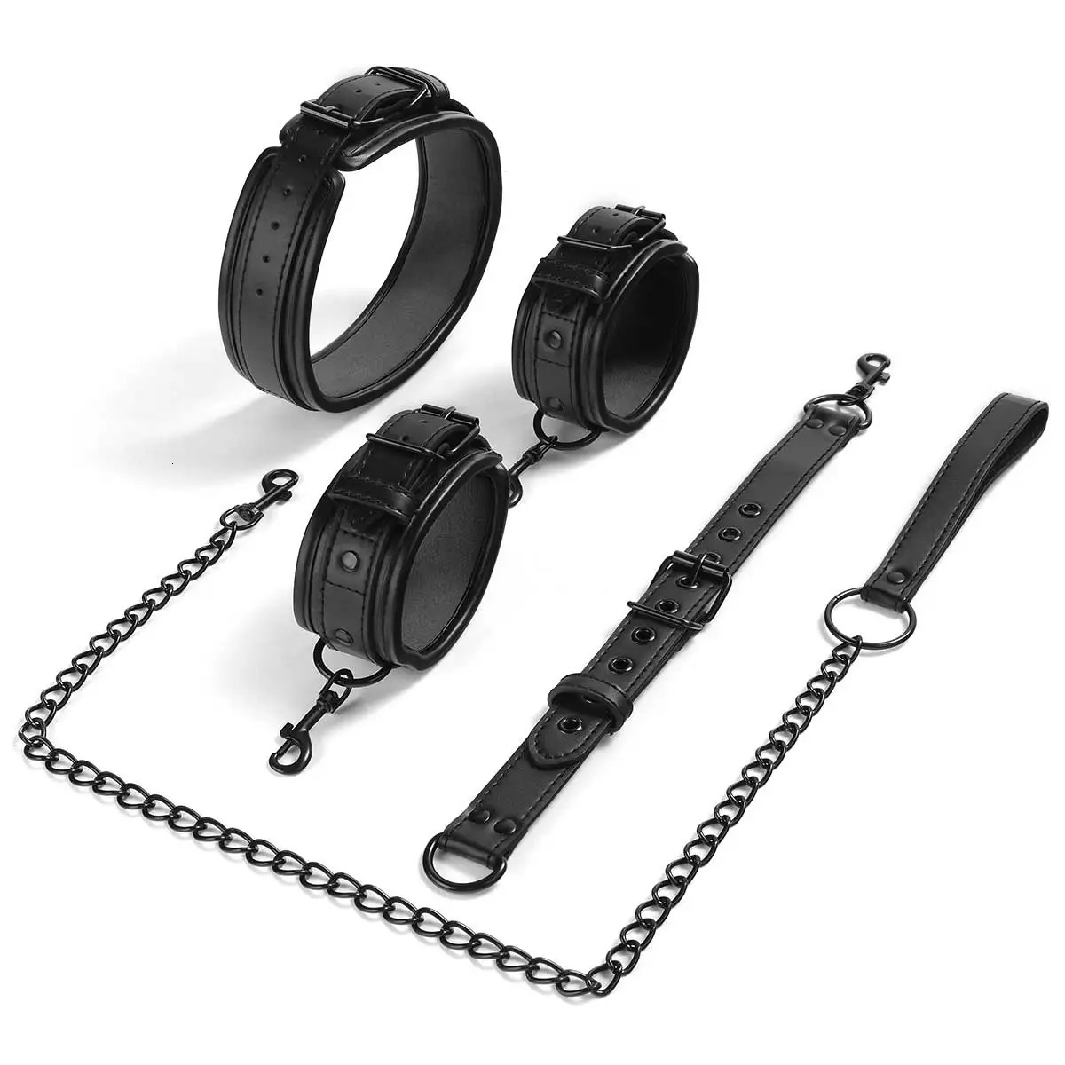 Neck to Wrist BDSM Bondage Sex Restraints Kit Couples Sex Toys Bondage Set With Chain Leash Back Handcuff Collar Slave Role Play 251217 - view 6