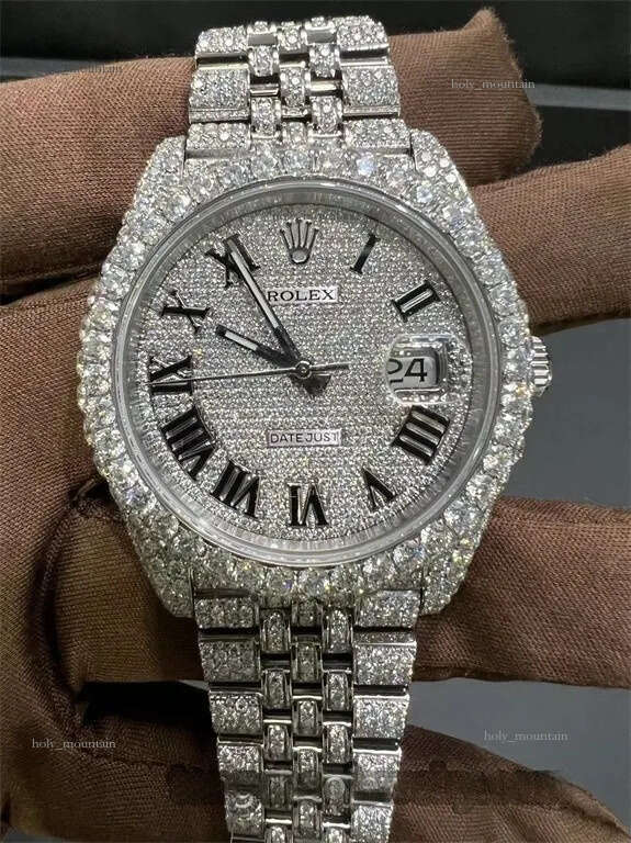 mossinate watch mens and womens fashion trend Premium Quality Antique Fully Iced Out moisanite watch Clarity Diamond Watch for Men with iced out watch moissanite 457