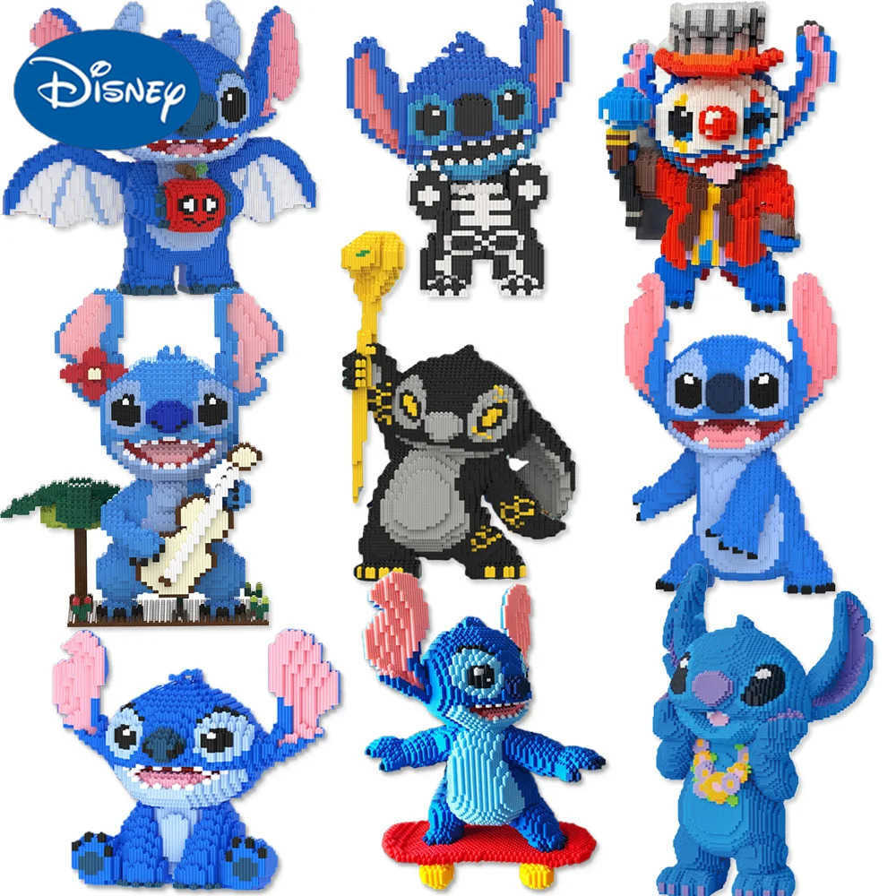 Disney Cool Joker Stitch Magic Building Block Kawaii Baby Stitch Angel Model Halloween Stitch Assembled Bricks Toy For Kids Santa Gift H251218